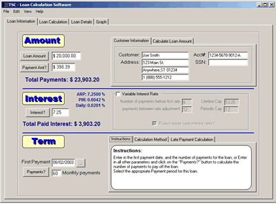 TSC - Loan Calculation Software Screenshot